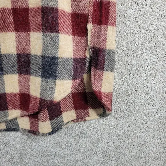VTG Woolrich Flannel Shirt XL Red Green Plaid Wool Blend Shacket 70s Button Up